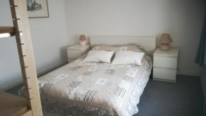 um quarto com uma cama e duas mesas de cabeceira em Le Lohrnest em Lohr