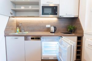 Kuchyň nebo kuchyňský kout v ubytování Hotel Triester