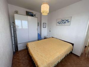 sypialnia z łóżkiem i dużą białą szafą w obiekcie Charmant T2 avec terrasse, climatisation, parking - Valras-Plage - FR-1-701-6 w mieście Valras-Plage