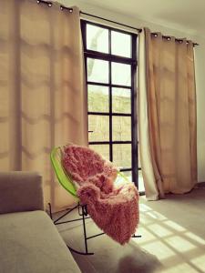 a room with a chair in front of a window at CASA MANGO 3 Amplio departamento in Río Verde
