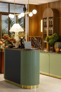 a kitchen with a counter with a laptop on it at 202 Elizabeth in Sydney