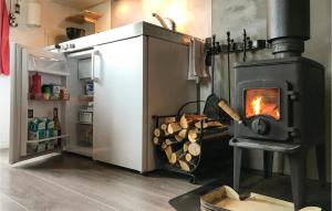 una cocina con fogones junto a una nevera en 1 Bedroom Gorgeous Home In Seim en Seim