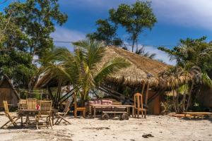 a group of chairs and tables on a beach at Young Wild and Free in Koh Kong