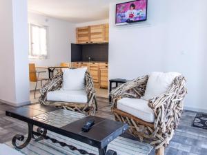 Televízia a/alebo spoločenská miestnosť v ubytovaní Magnifique T2 avec balcon et animaux admis - FR-1-503-143