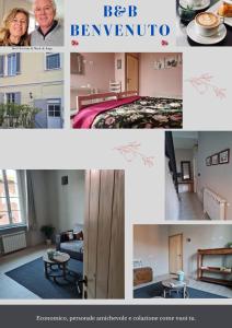 un collage de fotos de un dormitorio y una sala de estar en Benvenuto en Venegono Superiore