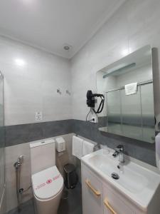 bagno con servizi igienici e lavandino di Apartamentos Los Angeles a Siviglia
