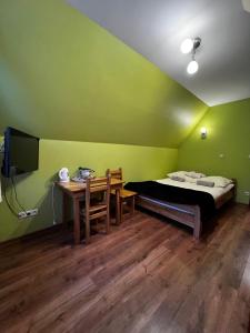 Televízia a/alebo spoločenská miestnosť v ubytovaní Domek Długa