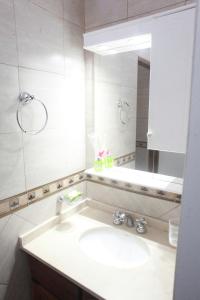 ein Bad mit einem Waschbecken und einem Spiegel in der Unterkunft Complejo Alberdi - Alquiler temporario in San Rafael