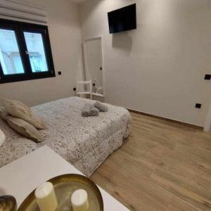 Łóżko lub łóżka w pokoju w obiekcie Estupendo Piso Nuevo en Playa Victoria