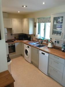 Una cocina o zona de cocina en Woodpecker Lodge Oakridge St Mellion Cornwall UK