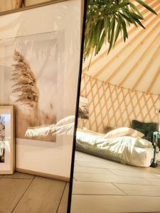 Posteľ alebo postele v izbe v ubytovaní Jurty Glamping