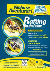 a flyer for a rafting rico do poke event at Pousada Ipê da Serra in Socorro