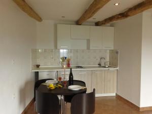a kitchen with a table with chairs and a sink at Apartment Bella Vista 2 in Buzet