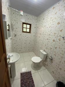 ein Bad mit einem WC und einem Waschbecken in der Unterkunft Pouso das Folhas in Tiradentes