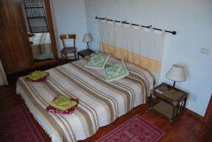 1 dormitorio con 1 cama con 2 almohadas en B&B Baddesalighes, en Bolotana