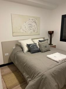 a bed with pillows on it in a room at Usina Studio FMA-Coliving in Salta