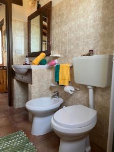 ナルドにあるCase Vacanze Agriturismo Fontanellaのバスルーム(トイレ、洗面台、鏡付)
