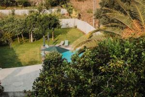 una vista aérea de una piscina en un patio en Villa Henriques, en Ponte de Lima
