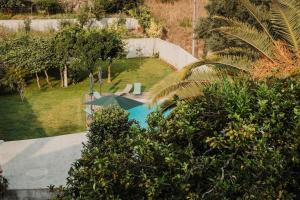 an aerial view of a swimming pool in a yard at Villa Henriques in Ponte de Lima