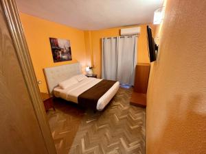 a bedroom with a bed and a television in it at Hotel Mexico in Madrid
