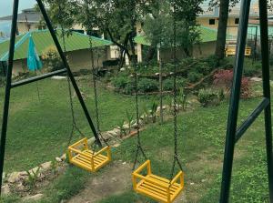 two swings on a swing set in a yard at Flutter Hotels & Resorts in Lansdowne