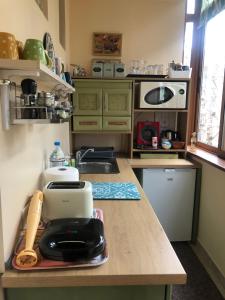 a kitchen with a counter with a appliance on it at Charisma in Haskovo