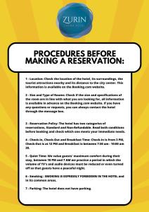 a document describing procedures before making a reservation at Zurin Charm Hotel in Lisbon