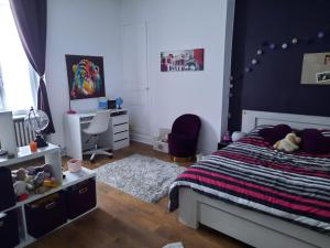 a bedroom with a bed and a desk at A Ribeira in Châteauroux