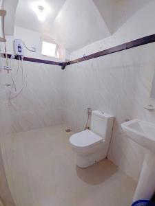 a bathroom with a toilet and a sink at White Home in Haputale +53 photos