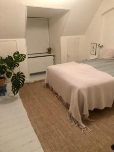 una camera con un letto bianco e una pianta di Nyhavn Apartment a Copenaghen