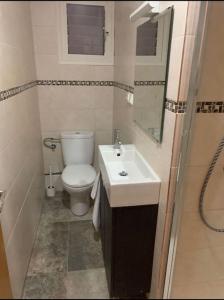 a small bathroom with a toilet and a sink at Barcelona estadio nuevo in Hospitalet de Llobregat