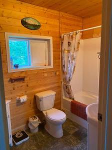 uma casa de banho com um WC, um lavatório e uma banheira em Witt's End Ranch Private Get Away em Princeton