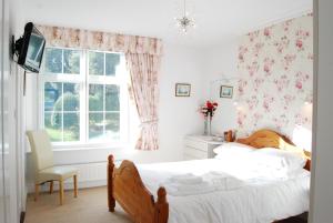 una camera con letto, TV e finestra di Lower Winsford Apartments & Rooms a Bideford