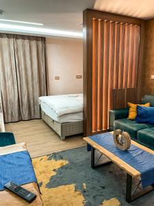 a living room with a bed and a couch at Diamond Kopaonik Centar 2 in Kopaonik