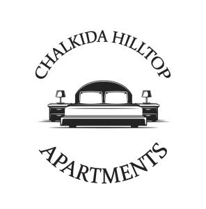 un logo bianco e nero di un letto con le parole karimio di Chalkida Hilltop Apartments a Calcide