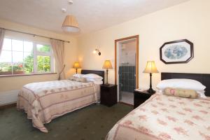 1 dormitorio con 2 camas y ventana en Oakfield en Kenmare