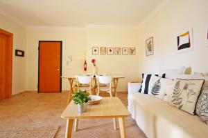 a living room with a couch and a table at Apartamento Oliveira in Santa Luzia