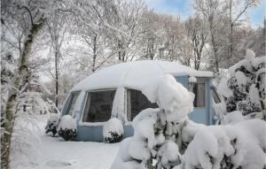een busje bedekt met sneeuw in een bos bij Stunning Home In Chaam With Wifi in Chaam