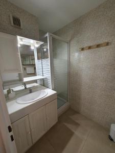 a bathroom with a sink and a shower at L'OREE DU GOLF in Mandelieu-la-Napoule