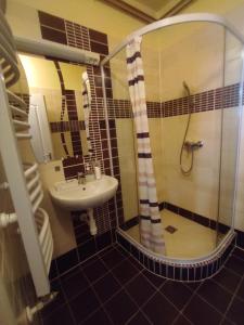 Kúpeľňa v ubytovaní Borostyán Apartmanház