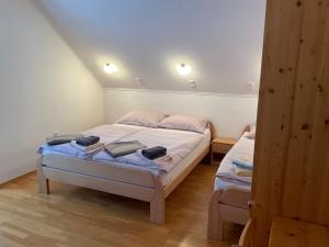 a bedroom with two beds in a room at TURISTIČNA KMETIJA STREVC in Solčava