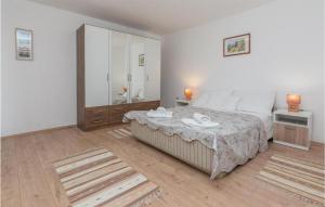 una camera da letto con un letto e un grande specchio di Cozy Home In Bila Vlaka With Kitchen a Bila Vlaka