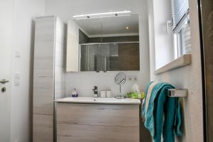 a bathroom with a sink and a mirror at Veranda Appartement Bergblick in Gries im Sellrain