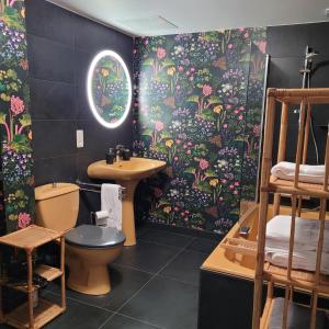 a bathroom with a sink and a toilet in a room at Les Colibris - Standing et Montagnes - 3 étoiles in Cluses