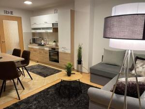 Kuchyňa alebo kuchynka v ubytovaní Európa 20 Apartman