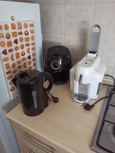 een koffiezetapparaat en een blender op een aanrecht bij Stanza Maggiore in Parma