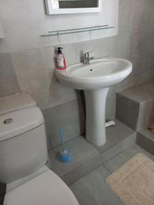 een badkamer met een witte wastafel en een toilet bij Sugarbush & Burgundy in Zeerust