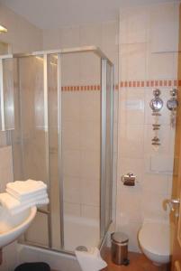 キュールングスボルンにあるFerienwohnungen am Rosenhofのバスルーム(シャワー、トイレ、シンク付)