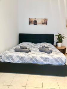 1 dormitorio con 2 almohadas en Casa Cavaleri Sweet apartment MM Bande Nere, en Milán