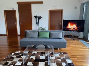 sala de estar con sofá y TV en Residence, en Moravske Toplice